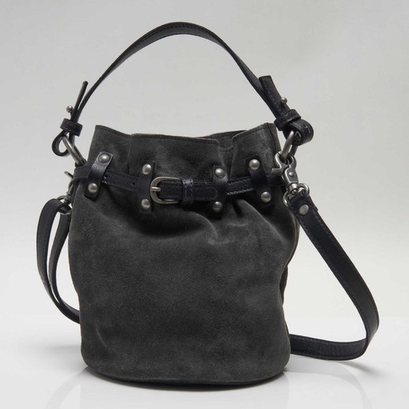 FREE PEOPLE Soren Suede Bucket Bag / Soot Black - Picture 5 of 12